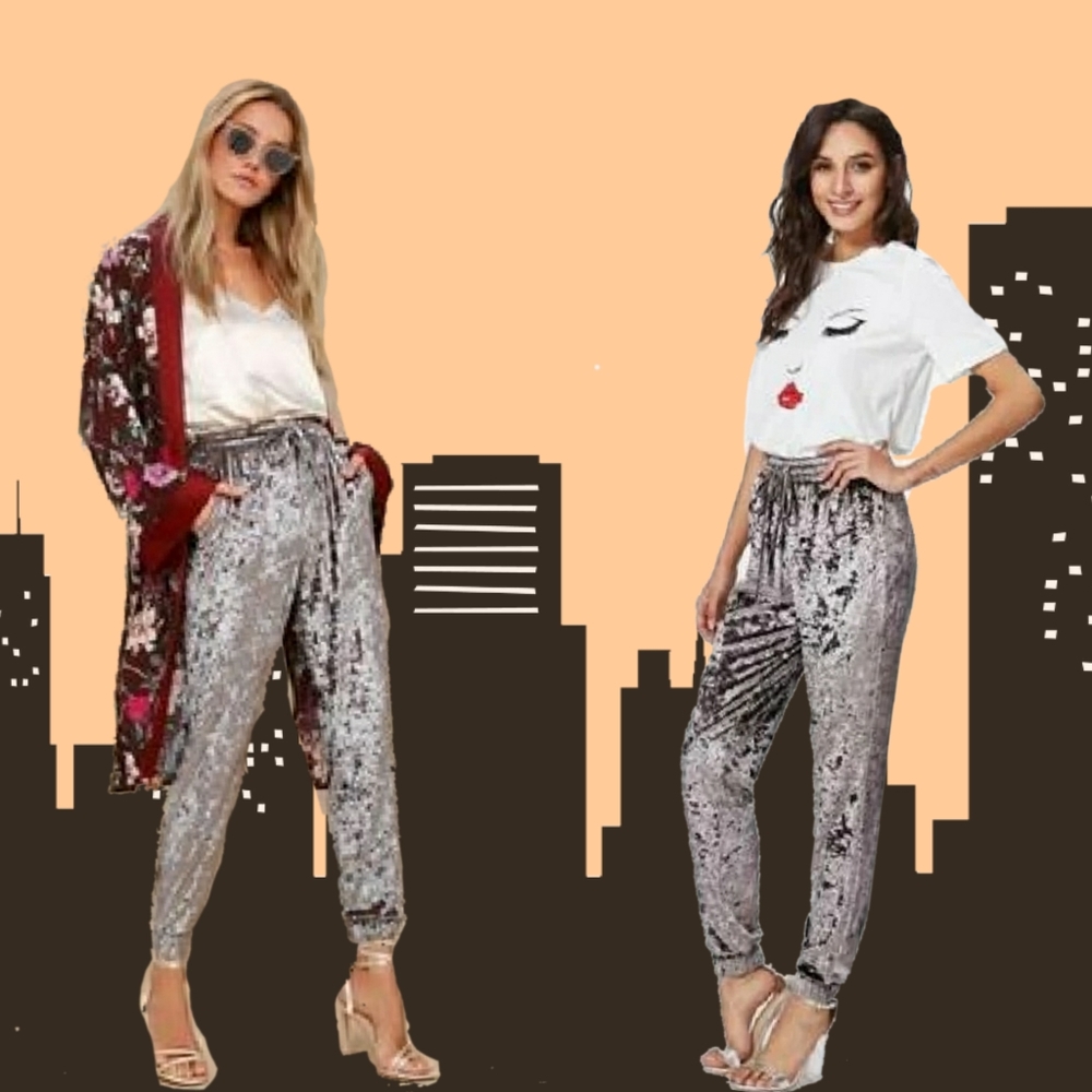 Jolt Lounge Act Pink Crushed Velvet Crop Joggers - Picture 10 of 13